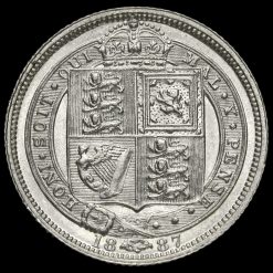 1887 Victoria Jubilee Head Silver Sixpence J.E.B on Trunk Reverse