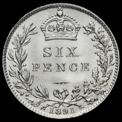 1891 Queen Victoria Jubilee Head Silver Sixpence Reverse