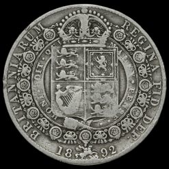1892 Queen Victoria Jubilee Head Silver Half Crown Reverse