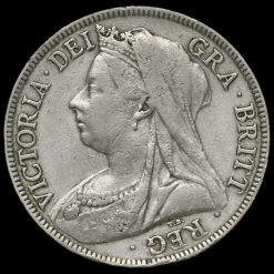 1896 Queen Victoria Veiled Head Silver Half Crown Obverse