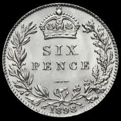 1898 Queen Victoria Veiled Head Silver Sixpence Reverse