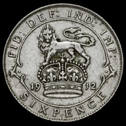 1912 George V Silver Sixpence Reverse