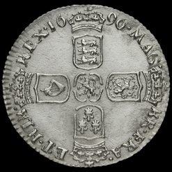 1696 William III Early Milled Silver Sixpence Reverse