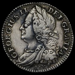 1745 George II Early Milled Silver Lima Sixpence Obverse