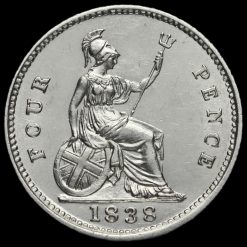 1838 Queen Victoria Young Head Silver Fourpence / Groat Reverse