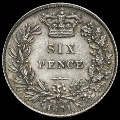 1871 Queen Victoria Young Head Silver Sixpence Reverse
