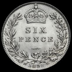 1891 Queen Victoria Jubilee Head Silver Sixpence Reverse