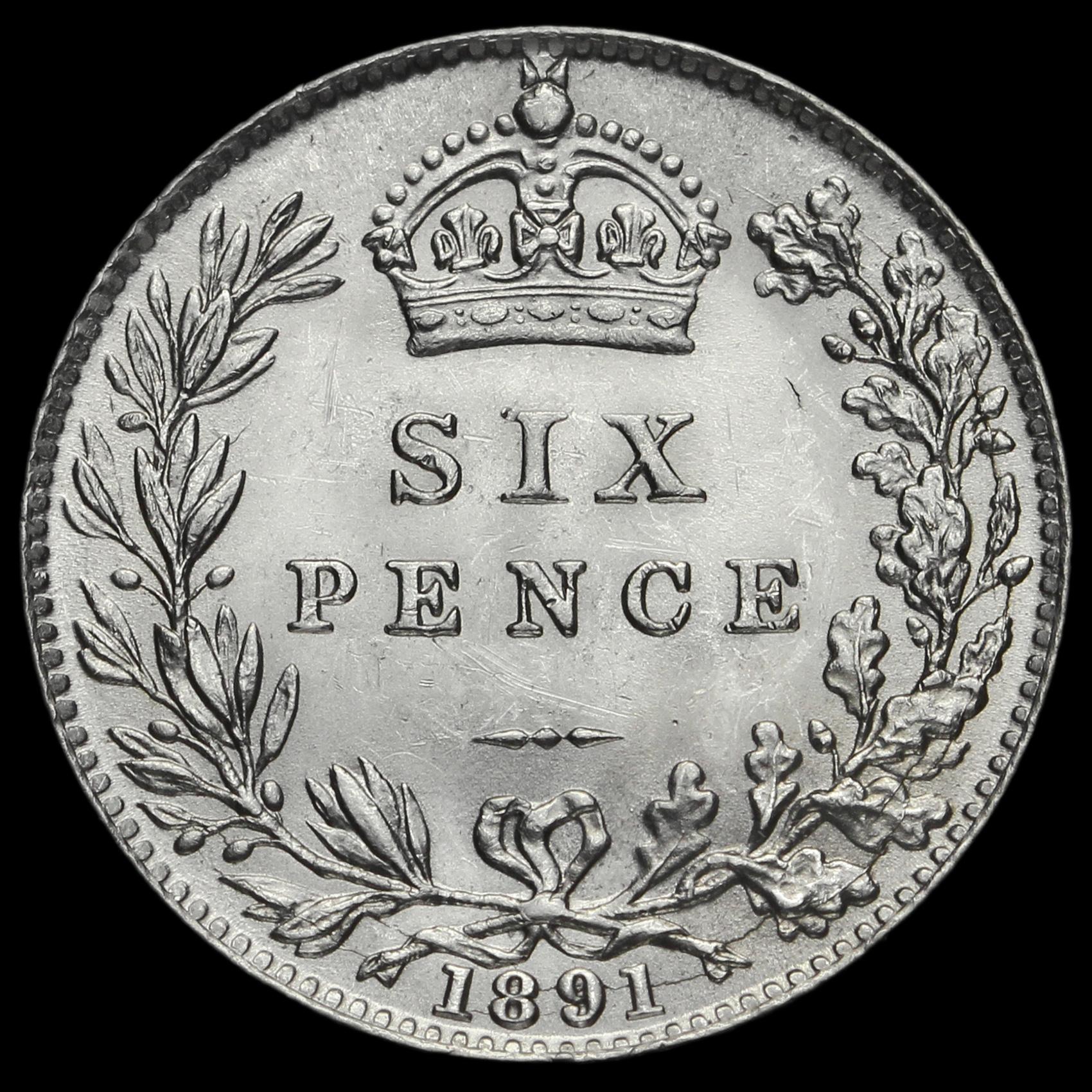 1891 Queen Victoria Jubilee Head Silver Sixpence, Scarce, A/BU