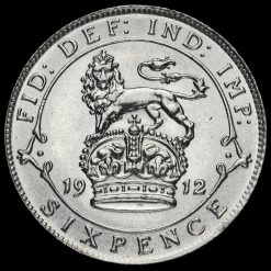 1912 George V Silver Sixpence Reverse