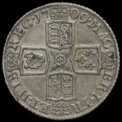 1709 Queen Anne Early Milled Silver Shilling Reverse
