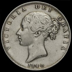 1840 Queen Victoria Young Head Silver Half Crown Obverse