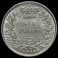 1844 Queen Victoria Young Head Silver Sixpence Reverse