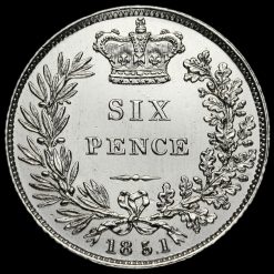 1851 Queen Victoria Young Head Silver Sixpence Reverse