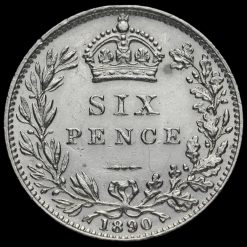 1890 Queen Victoria Jubilee Head Silver Sixpence Reverse