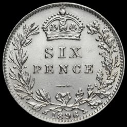 1896 Queen Victoria Veiled Head Silver Sixpence Reverse