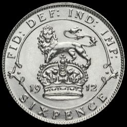 1912 George V Silver Sixpence Reverse