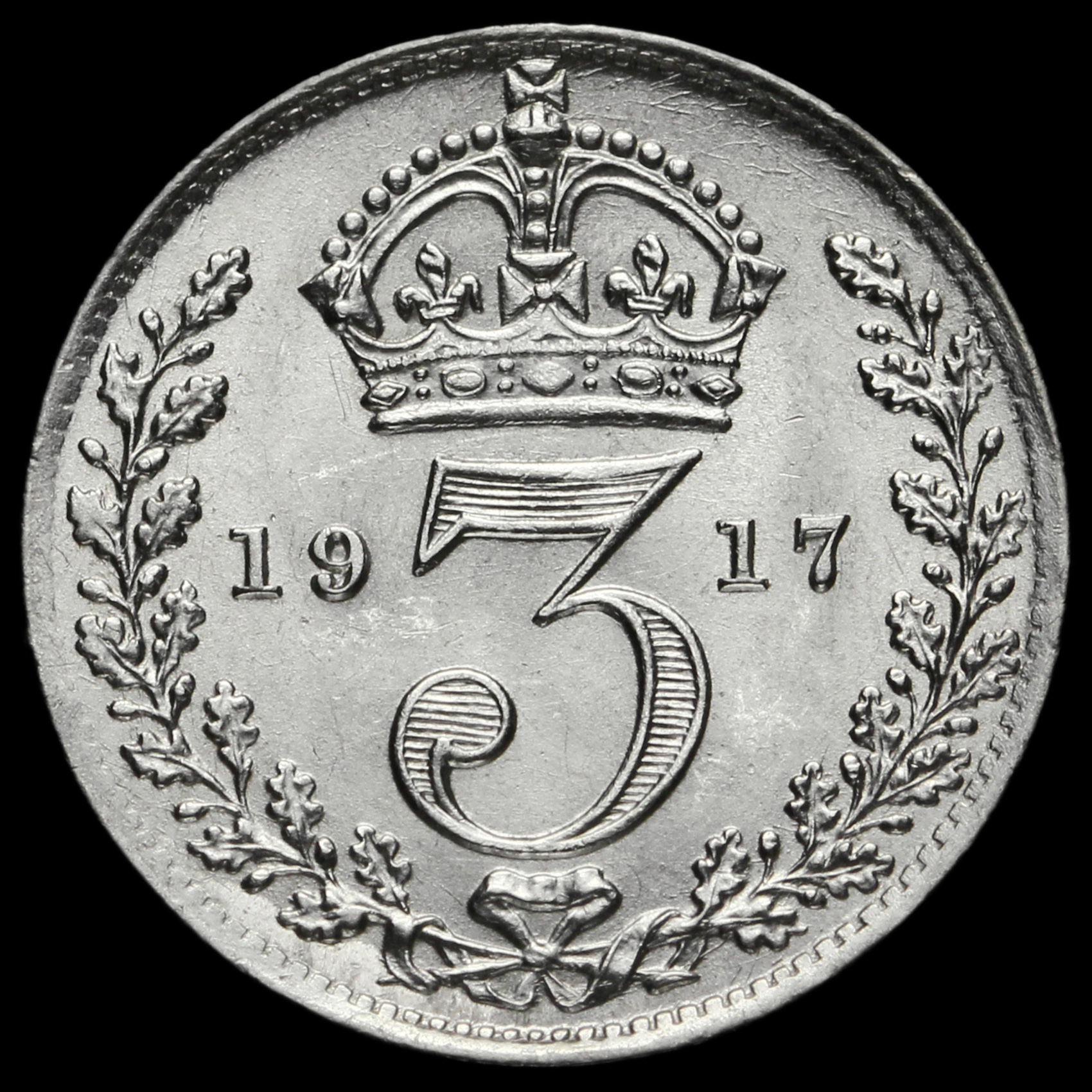 1917 V Silver Threepence, A/UNC