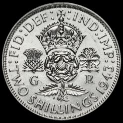 1943 George VI Silver Two Shilling Coin / Florin Reverse