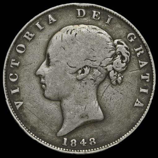 1848 Queen Victoria Young Head Silver Half Crown Obverse