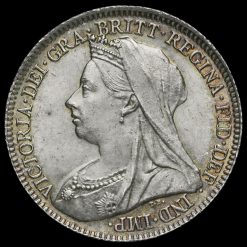 1897 Queen Victoria Veiled Head Silver Sixpence Obverse