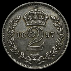 1897 Queen Victoria Veiled Head Silver Maundy Twopence Reverse
