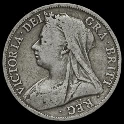 1898 Queen Victoria Veiled Head Silver Half Crown Obverse