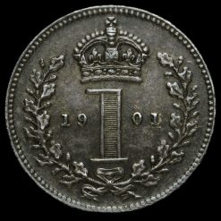 1901 Queen Victoria Veiled Head Silver Maundy Penny Reverse