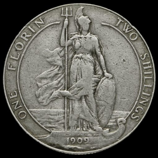 1909 Edward VII Silver Florin Reverse