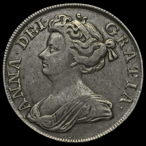 1713 Queen Anne Early Milled Silver Half Crown Obverse