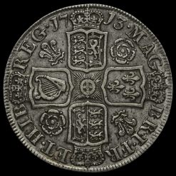 1713 Queen Anne Early Milled Silver Half Crown Reverse