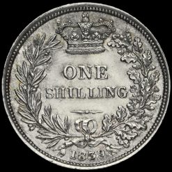 1839 Queen Victoria Young Head Silver Shilling Reverse