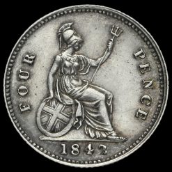 1842 Queen Victoria Young Head Silver Fourpence / Groat Reverse