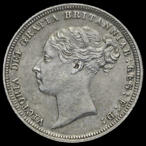 1886 Queen Victoria Young Head Silver Sixpence Obverse