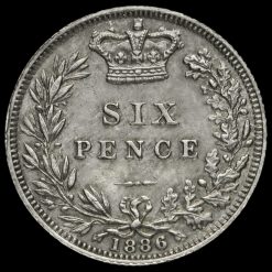 1886 Queen Victoria Young Head Silver Sixpence Reverse