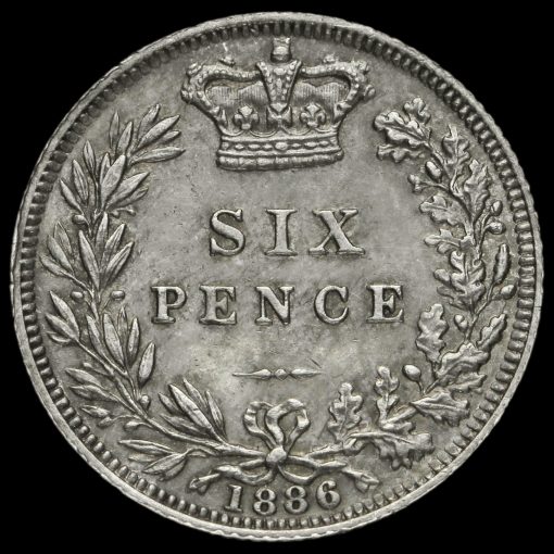 1886 Queen Victoria Young Head Silver Sixpence Reverse
