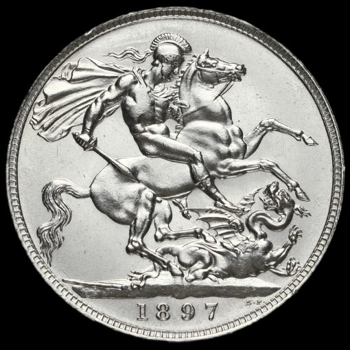 1897 Queen Victoria Veiled Head Silver LX Crown Reverse