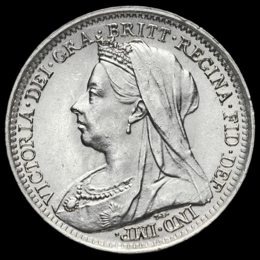 1900 Queen Victoria Veiled Head Silver Threepence Obverse