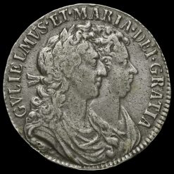 1689 William and Mary Early Milled Silver Half Crown Obverse