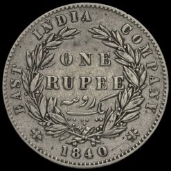 British India 1840 Queen Victoria One Rupee Reverse