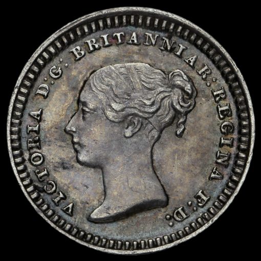 1843 Queen Victoria Young Head Silver Three-Halfpence Obverse