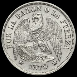 Chile 1879 Un Peso Obverse