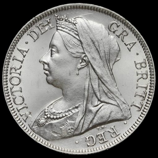 1898 Queen Victoria Veiled Head Silver Half Crown Obverse