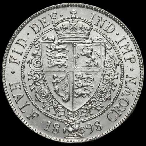 1898 Queen Victoria Veiled Head Silver Half Crown Reverse