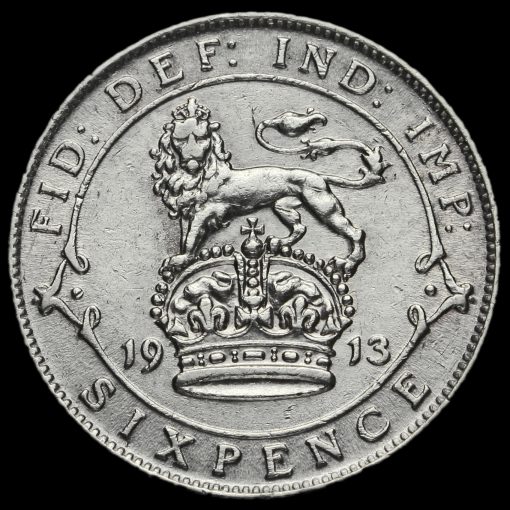 1913 George V Silver Sixpence Reverse