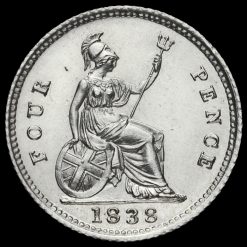 1838 Queen Victoria Young Head Silver Fourpence / Groat Reverse