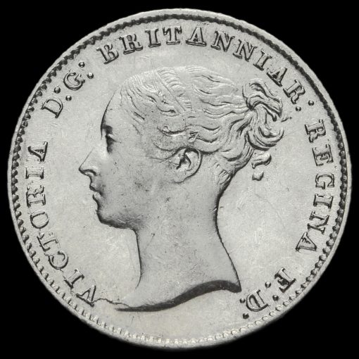 1844 Queen Victoria Young Head Silver Fourpence / Groat Obverse