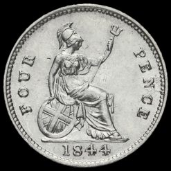 1844 Queen Victoria Young Head Silver Fourpence / Groat Reverse