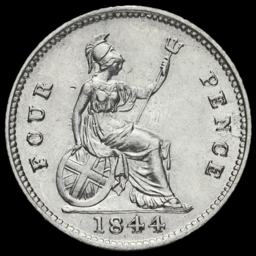 1844 Queen Victoria Young Head Silver Fourpence / Groat Reverse