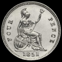 1851 Queen Victoria Young Head Silver Fourpence / Groat Reverse