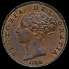 1854 Queen Victoria Young Head Copper Halfpenny Obverse